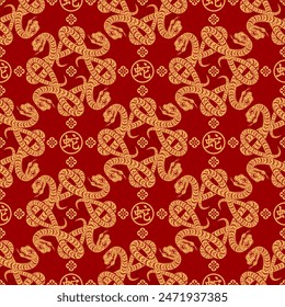 Seamless pattern happy chinese new year 2025 the snake zodiac sign with asian elements paper cut style on color background. ( Translation : happy new year 2024 year of the snake )
