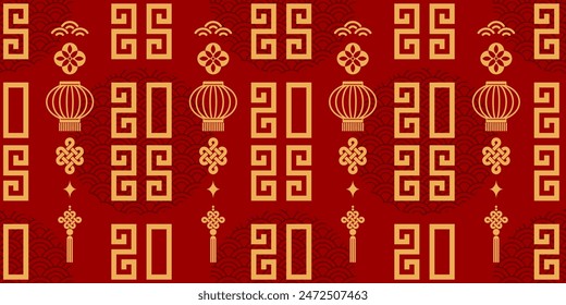 Seamless pattern happy chinese new year 2025 the snake zodiac sign with asian elements paper cut style on color background. ( Translation : happy new year 2024 year of the snake )
