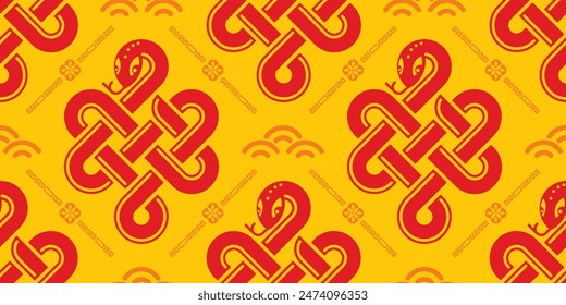 Seamless pattern happy chinese new year 2025 the snake zodiac sign with asian elements paper cut style on color background. ( Translation : happy new year 2024 year of the snake )
