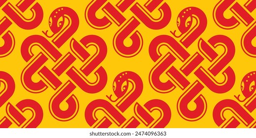 Seamless pattern happy chinese new year 2025 the snake zodiac sign with asian elements paper cut style on color background. ( Translation : happy new year 2024 year of the snake )
