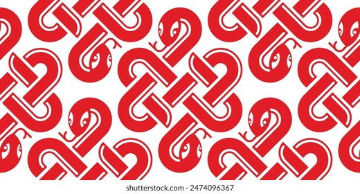 Seamless pattern happy chinese new year 2025 the snake zodiac sign with asian elements paper cut style on color background. ( Translation : happy new year 2024 year of the snake )
