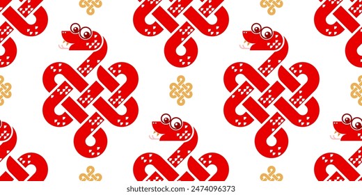 Seamless pattern happy chinese new year 2025 the snake zodiac sign with asian elements paper cut style on color background. ( Translation : happy new year 2024 year of the snake )
