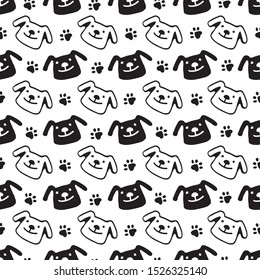Seamless pattern with happy dog face. Design element for wallpaper, wrapping paper, banner or fabric.