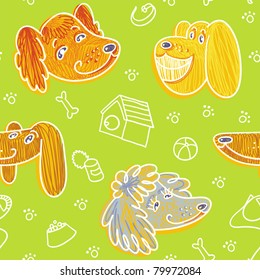 Seamless Pattern With Happy Dogs.