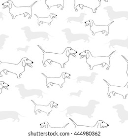 Seamless pattern. Happy Dogs pattern. Dachshunds on white background.