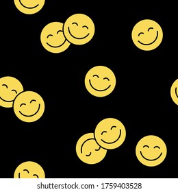 Seamless pattern of Happy face icon . Smiling Emoticon texture. Smile background.