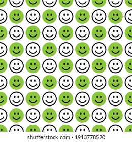 Seamless pattern with a happy faces. Smile line icon texture. Vector illustration