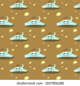seamless pattern of happy ghosts basking in the warm sun