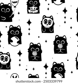 Seamless pattern happy halloween day. Vector illustration.