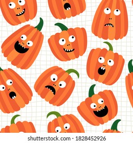 Seamless pattern. Happy halloween. Freehand drawing