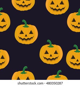 Seamless pattern Happy Halloween Pumpkins