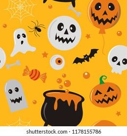 Seamless pattern of Happy Halloween  ,vector Illustration