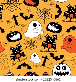 Seamless pattern happy halloween. Vector illustration.