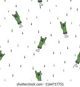 Seamless pattern Happy halloween zombie hand cartoon hand drawn Background.printing wallpaper.vector illustration