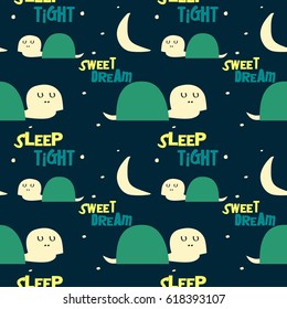 Seamless Pattern of Happy Little Turtle Vector Illustration