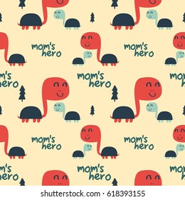 Seamless Pattern of Happy Little Turtle Vector Illustration