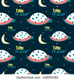 Seamless Pattern of Happy Little Turtle Vector Illustration