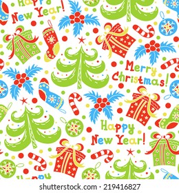 Seamless pattern Happy New Year and Christmas