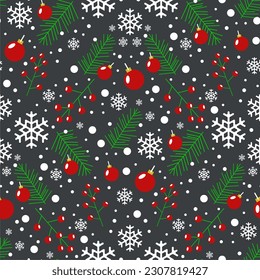 Seamless pattern happy  new year and christmas with cute character and christmas elements paper cut style on color background. 