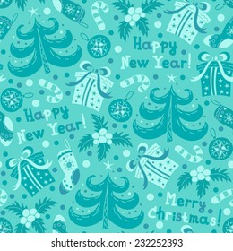 Seamless pattern Happy New Year and Christmas 