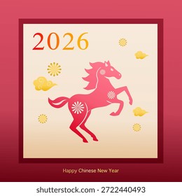 Seamless pattern Happy new year 2026 Chinese modern art design. Social media templates for Chinese New Year 2026, of the Horse. Vector illustration elements card zodiac new beginning.