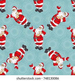 Seamless pattern with Happy New Year Christmas Santa Claus Vector Illustration EPS8