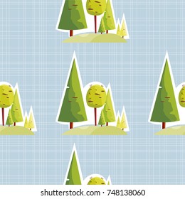 Seamless pattern with Happy New Year Christmas trees Vector Illustration EPS8