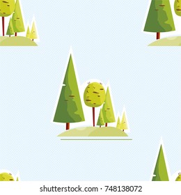 Seamless pattern with Happy New Year Christmas trees Vector Illustration EPS8