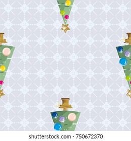 Seamless pattern with Happy New Year Christmas trees Vector Illustration EPS8