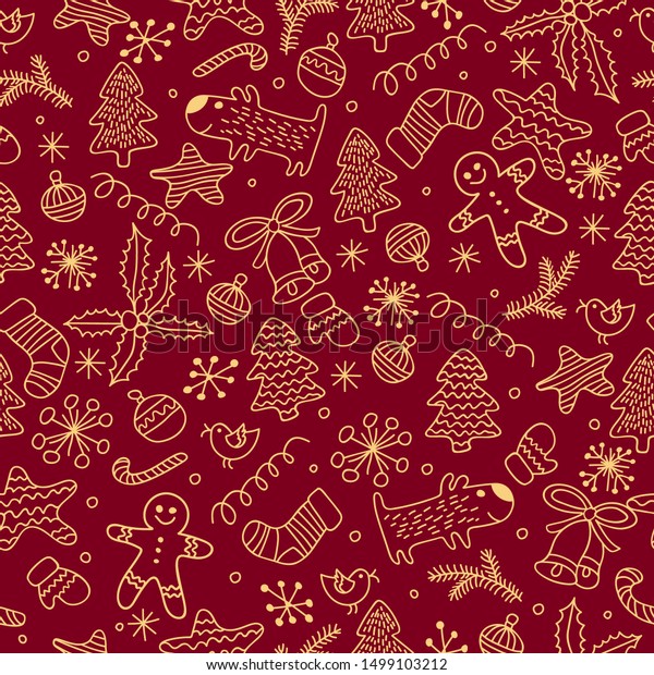 Seamless Pattern Happy New Year Christmas Stock Vector Royalty Free