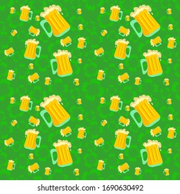Seamless pattern with a happy patrick day theme and dominant green color

