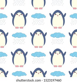 Seamless pattern with happy Penguin. Repeat print with animal
