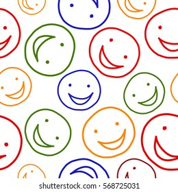 Seamless pattern with happy smilies