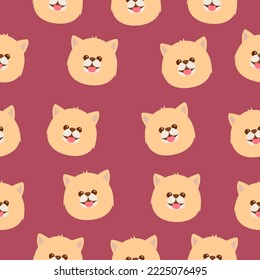 Patrón sin foco con perro sonriente feliz con fondo rosa
