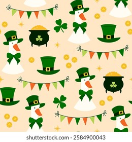 Seamless pattern Happy St. Patrick's Day. Vector illustration. Patrick's day holiday symbol.