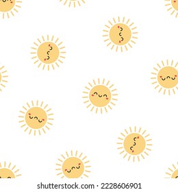 Seamless pattern with happy suns
