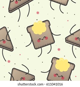 Seamless pattern, happy toast. Emotional pattern