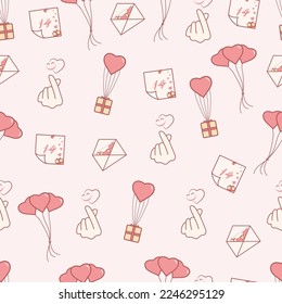 seamless pattern happy valentines day bright pink color. repeating design patterns.
