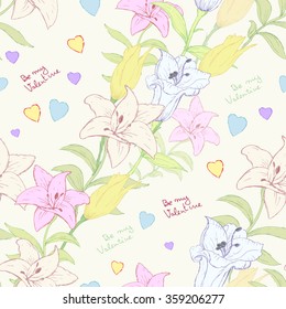 Seamless pattern "Happy Valentine's Day". Can be used on different package paper, wrapping paper, as background, phones covers and etc. Vector.