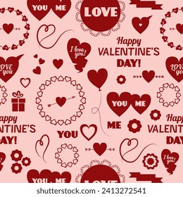 seamless pattern happy valentines with hearts