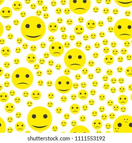 Seamless pattern with happy yellow smilies face . eps 10.
