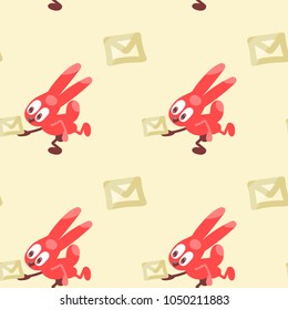 Seamless pattern, hare courier. Fast delivery. The image is isolated. Vector