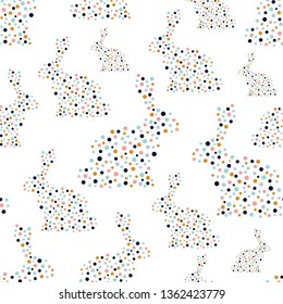 Seamless pattern with hares. Graphic design for paper, textile print, page fill