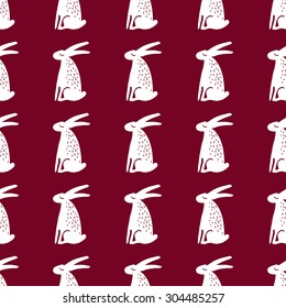 Seamless pattern with hares. Graphic hand drawn background.