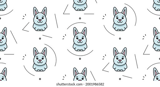 Seamless pattern with hares. Icon design. Template elements