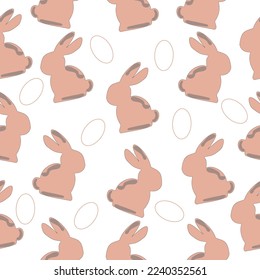 Seamless pattern with hares pink. Happy Easter. Vector pattern.Seamless background for happy Easter day. The decorative Easter eggs with different elements.Trend color.Vector design.