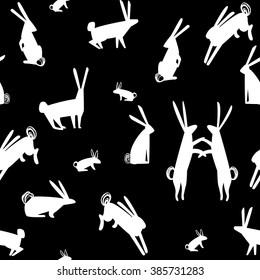 Seamless pattern with hares.Rabbit pattern. Vector illustration. 