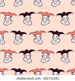 Seamless pattern with harlequin faces. Vector seamless texture for wallpapers, pattern fills, web page backgrounds