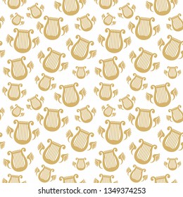 seamless pattern with harp on white background. Vector Illustration