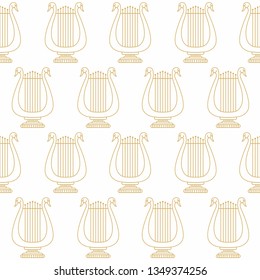 seamless pattern with harp on white background. Vector Illustration
